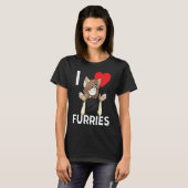 Cute I Heart Furries Furry Fandom Love Tシャツ (正面フル)