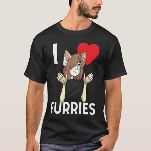 Cute I Heart Furries Furry Fandom Love Tシャツ (正面)