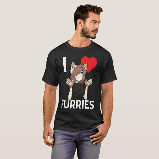 Cute I Heart Furries Furry Fandom Love Tシャツ (正面フル)