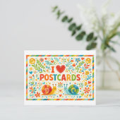 Cute "I Heart Postcards" Postcard ポストカード (スタンド正面)