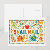 Cute "I Heart Snail Mail" Postcard ポストカード (正面/裏面)