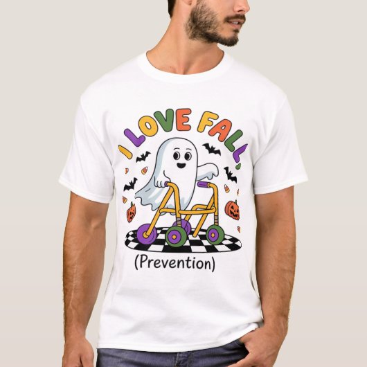Cute I Love Fall Prevention Physical Therapy Ghost Tシャツ (正面)