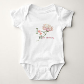 Cute "I Love My Mommy” Bunny Flower ベビーボディスーツ