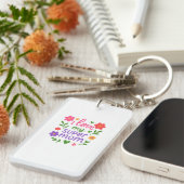 Cute “I Love My Super Mom” Floral Keychain キーホルダー (正面右)