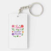 Cute “I Love My Super Mom” Floral Keychain キーホルダー (裏面)