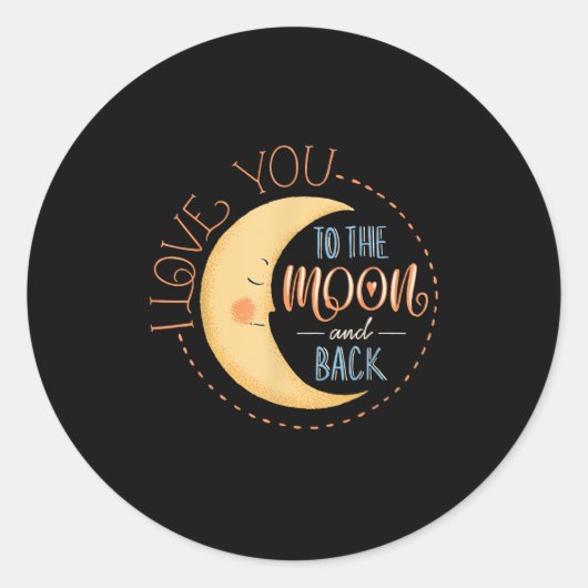 Cute I Love You To The Moon And Back Whimsical Sty ラウンドシール (正面)
