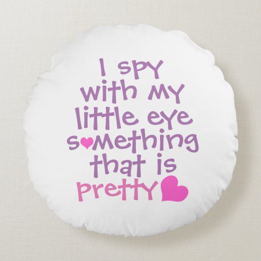 Cute *I Spy* Pink  ラウンドクッション (正面)