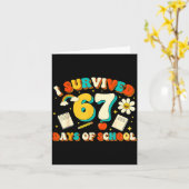 Cute I Survived 67 Days Of School Funny Meme Teach カード (黄色い花)