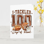 Cute I Tackled 100 Days School Football Kids カード (黄色い花)