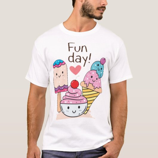 Cute ice cream cartoon tシャツ (正面)