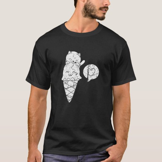 Cute Ice Cream Cone Cat Dessert Gelato Tシャツ (正面)