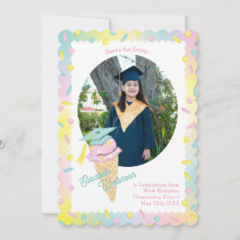 Cute Ice Cream Graduation Announcement Photo 招待状