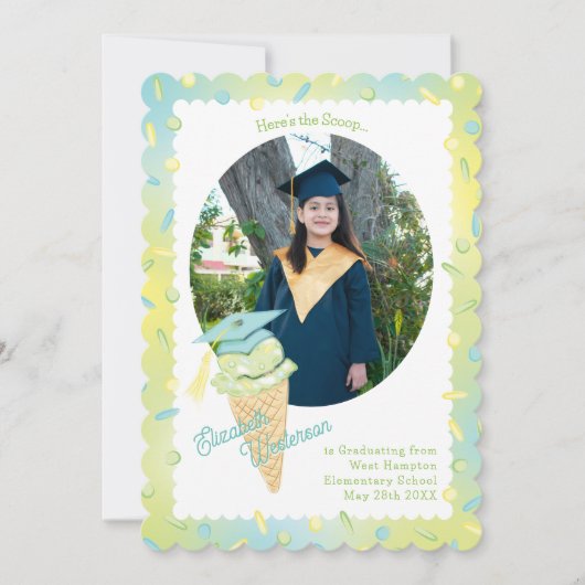 Cute Ice Cream Graduation Announcement Photo 招待状 (正面)