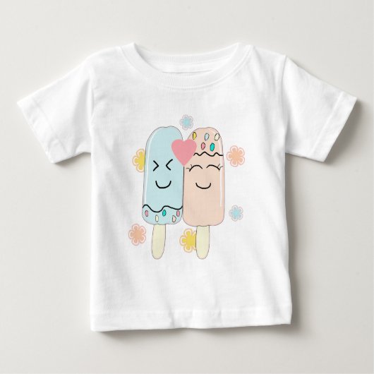Cute Ice Cream Popsicle Friends Baby T-Shirt ベビーTシャツ (正面)
