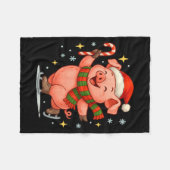 Cute Ice Skating G Funny Santa Christmas Holiday  フリースブランケット (正面(横))