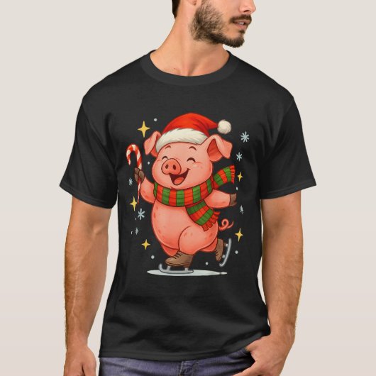 Cute Ice Skating G Funny Santa Christmas Holiday  Tシャツ (正面)