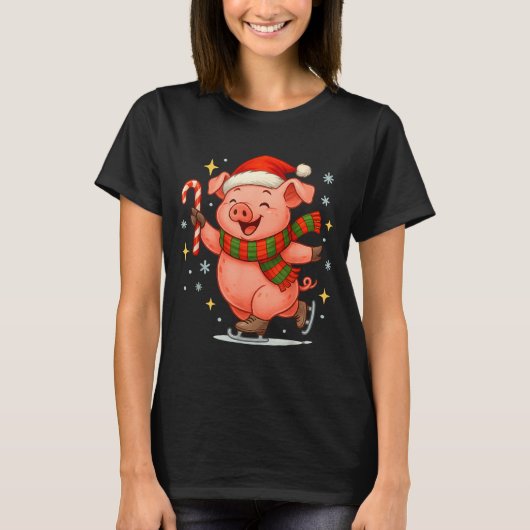 Cute Ice Skating G Funny Santa Christmas Holiday  Tシャツ (正面)