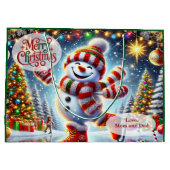Cute Ice Skating Snowman Christmas ラージペーパーバッグ (裏面)