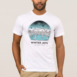 Cute Ice Skating Winter Village Scene Snowy Lights Tシャツ
