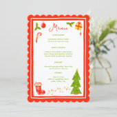 Cute Icons Christmas Holiday CUSTOM Dinner Party メニュー (スタンド正面)