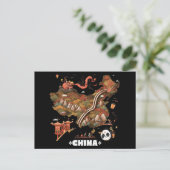 Cute Illustrated China Map with Dragon and Panda ポストカード (スタンド正面)