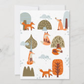 Cute illustrated Fox Forest animal first birthday 招待状 (裏面)