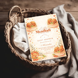 Cute Illustrated Little Meatball Baby Shower 招待状