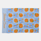 Cute Illustrated Peach & Flower Pot Kitchen Cloth キッチンタオル (横)