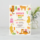 Cute illustrated wild animals first birthday 招待状 (スタンド正面)