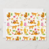 Cute illustrated wild animals first birthday 招待状 (裏面)