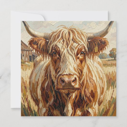 Cute Impasto Cow Art Blank カード (正面)