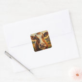 Cute Impasto Cow on Farm Blank スクエアシール (封筒)