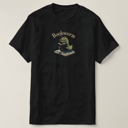 Cute Inchworm Reading Tee – Bookworm Tシャツ (デザイン正面)