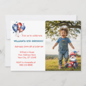 Cute Independence Gnome Birthday Photo 招待状 (正面)