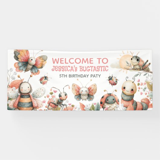 Cute Insects BUGTASTIC Kids' Birthday Welcome  横断幕 (横)