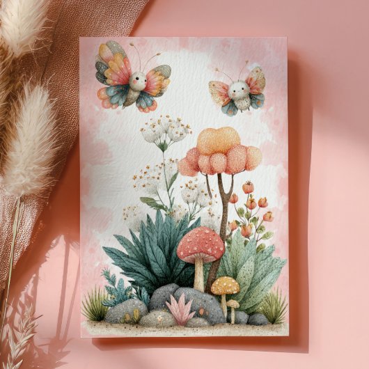 Cute Insects Bugtastic Pink Girl Kids Birthday 招待状