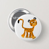 Cute Insouciant Cartoon Cheetah Button Badge 缶バッジ (正面&裏面)