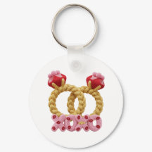 Cute intertwined knitted wedding rings with pink 