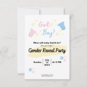 Cute Invitation Gender Reveal  招待状 (正面)