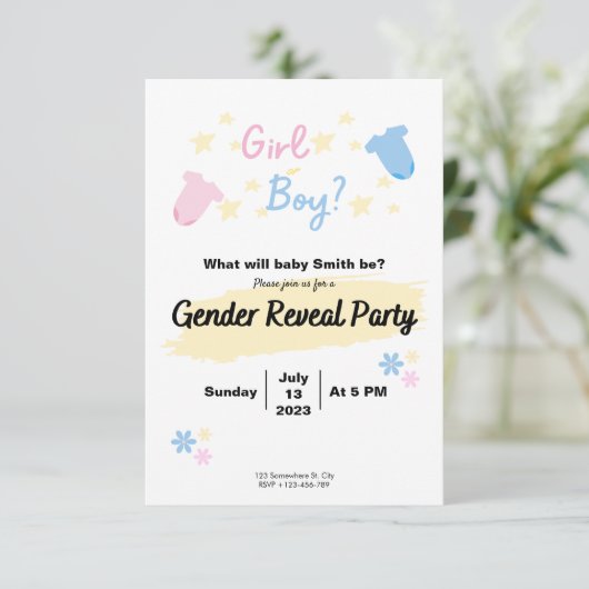 Cute Invitation Gender Reveal  招待状 (スタンド正面)