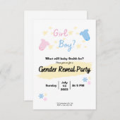 Cute Invitation Gender Reveal  招待状 (正面/裏面)