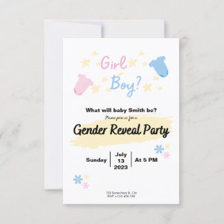 Cute Invitation Gender Reveal  招待状