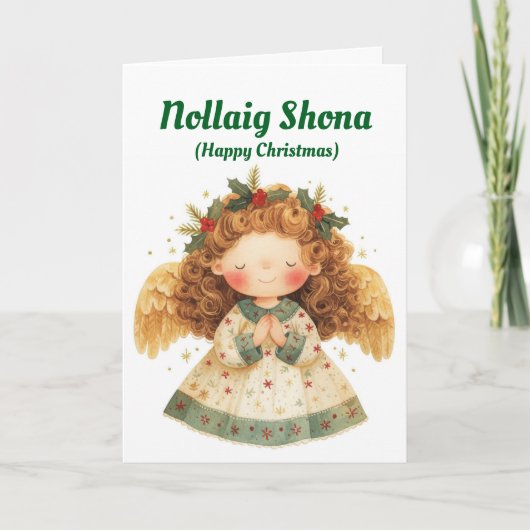 Cute Irish Angel Christmas Card シーズンカード (正面)