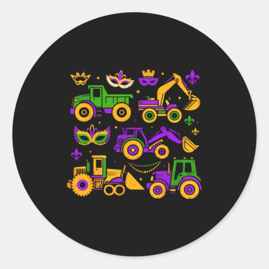 Cute Irish Construction Truck Crane Toddler Boys M ラウンドシール (正面)