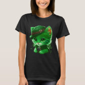 Cute Irish Green Kitten Leprechaun Cat St Patrick  Tシャツ (正面)
