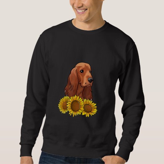 Cute Irish Setter  Dog Flower Sunflower スウェットシャツ (正面)