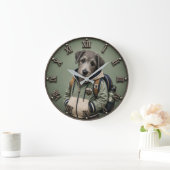 Cute Irish Wolfhound Puppy ラージ壁時計 (ホーム)