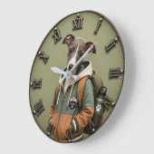 Cute Italian Greyhound Puppy ラージ壁時計 (傾斜)