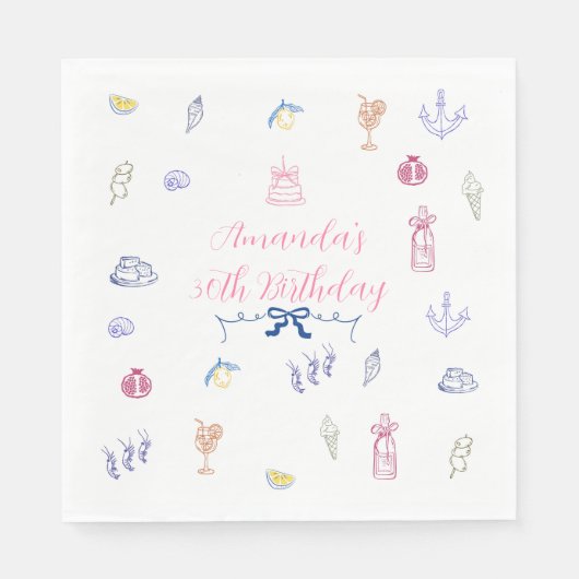 Cute Italian Minimalist Birthday スタンダードランチョンナプキン (正面)