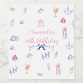 Cute Italian Minimalist Birthday ワインラベル (シングルラベル)